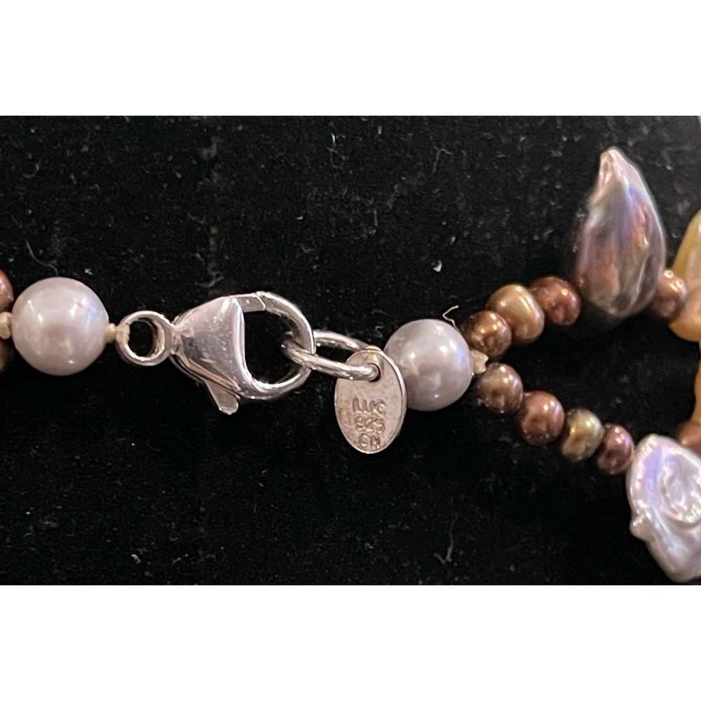 Lucas Lameth LUC 925 Baroque Freshwater Pearl 2 Strand Statement Necklace - Picture 6 of 16